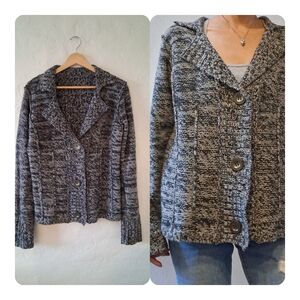 Y2K Merled Gray Knit Cardigan Sweater Grunge Whimsygoth
